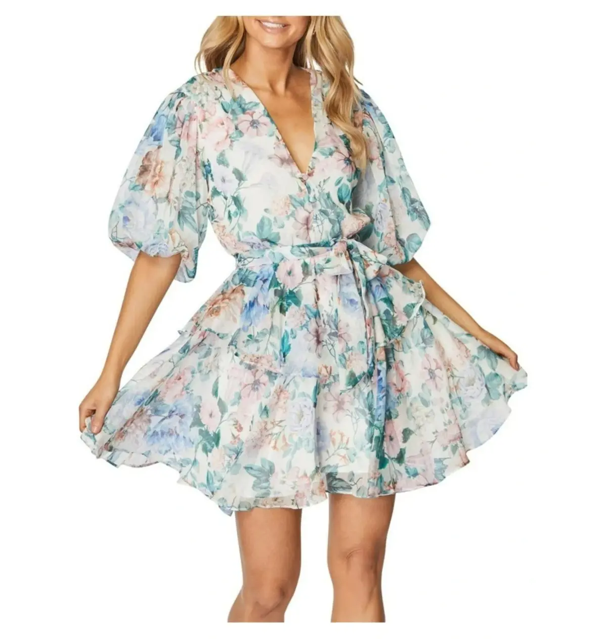 Pilgrim Riley Mini Dress Floral Size AU 8 - Image 2