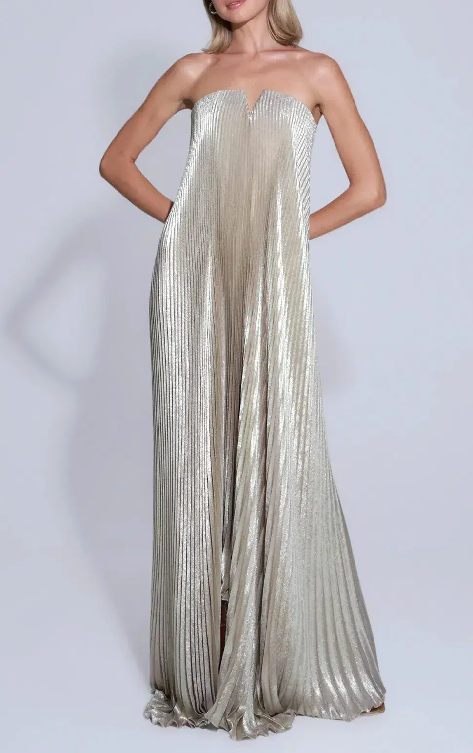 L'Idee Black Tie Gown Gold Shimmer Size 8 - Image 2