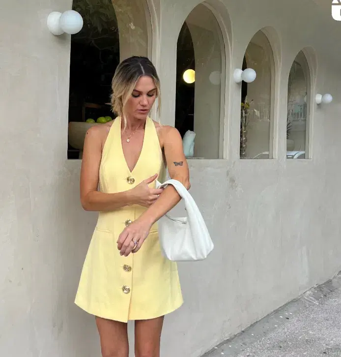 The Wolf Gang Irida Vest Mini Dress Butter Lemon Yellow Size 10 for rent on The Volte - main image