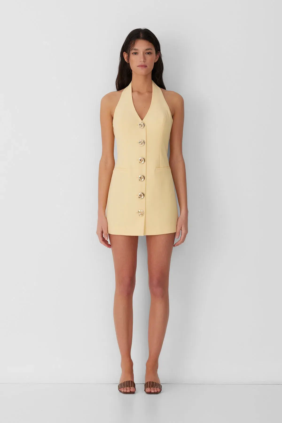 The Wolf Gang Irida Vest Mini Dress Butter Lemon Yellow Size 10 - Image 1