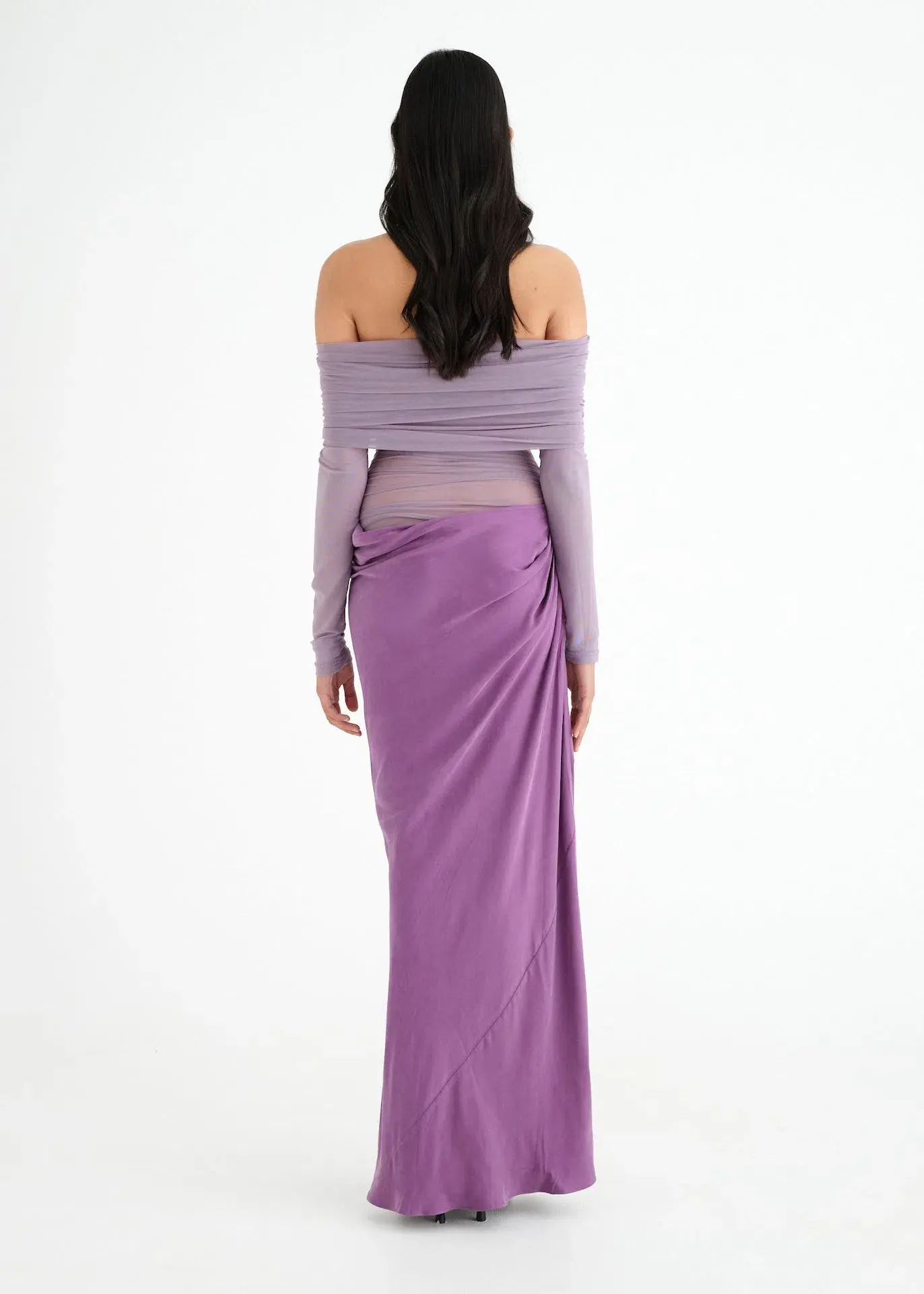 Benni Yasmin Off Shoulder Maxi Dress Vintage Orchid Purple Size 10 - Image 3