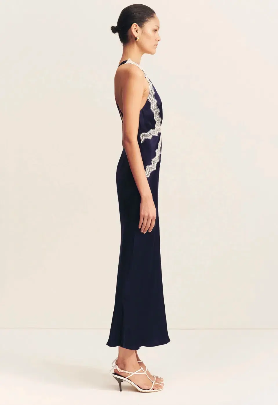 Shona Joy Camille Lace Cross Back Midi Dress in Deep Midnight/Ivory Size 6 - Image 6