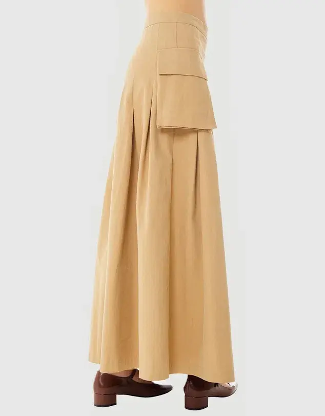 Find Me Now Cargo Pleated Maxi Skirt Beige Size 10 - Image 4