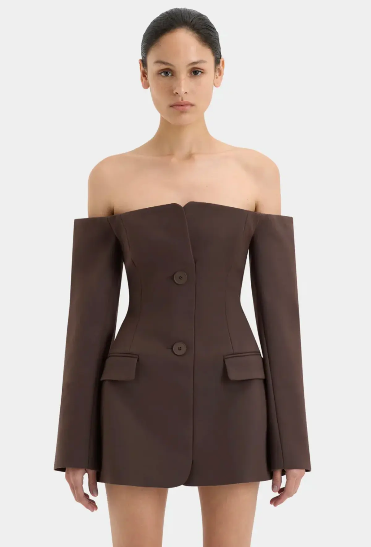 Sir the Label Sandrine Tailored Mini Dress Chocolate Brown Size 3 / AU 12 - Image 2