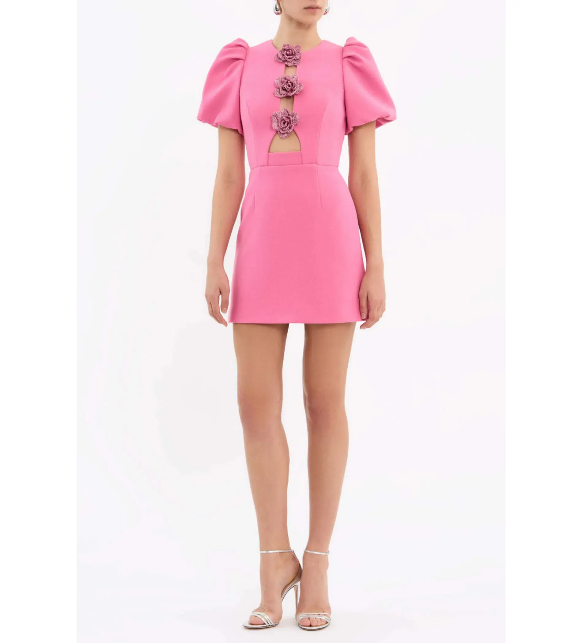 Rebecca Vallance Aubree Flower Mini Dress Pink Size 6 - Image 1