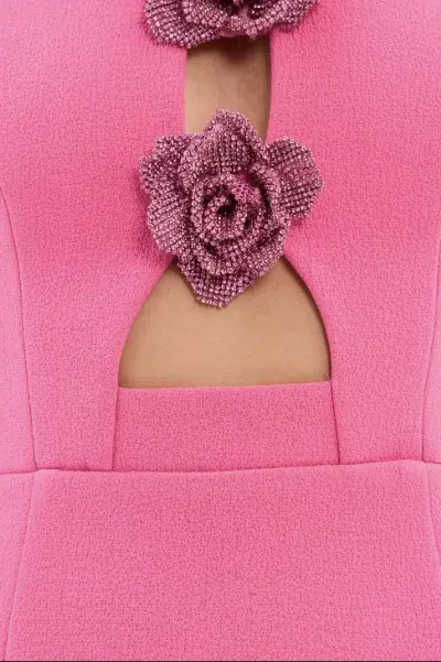 Rebecca Vallance Aubrey Flower Mini Dress Pink Size 8 - Image 4