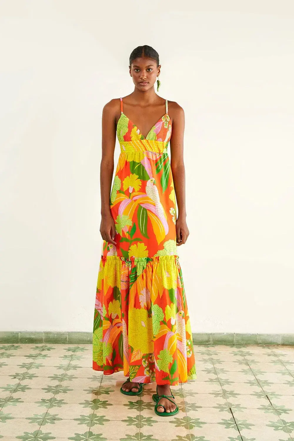 Farm Rio  Neon Floral Maxi Dress Multi Size 12 - Image 1