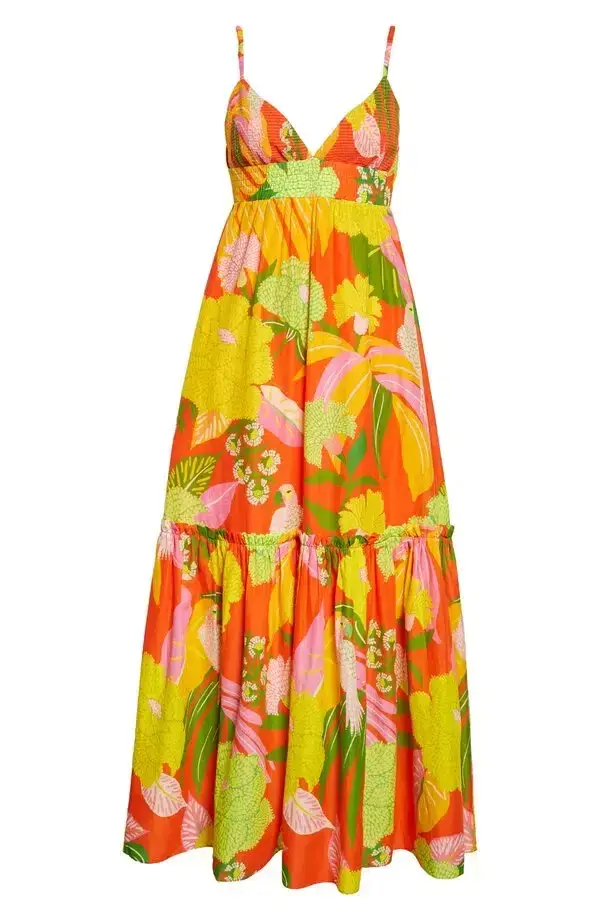 Farm Rio  Neon Floral Maxi Dress Multi Size 14 - Image 4
