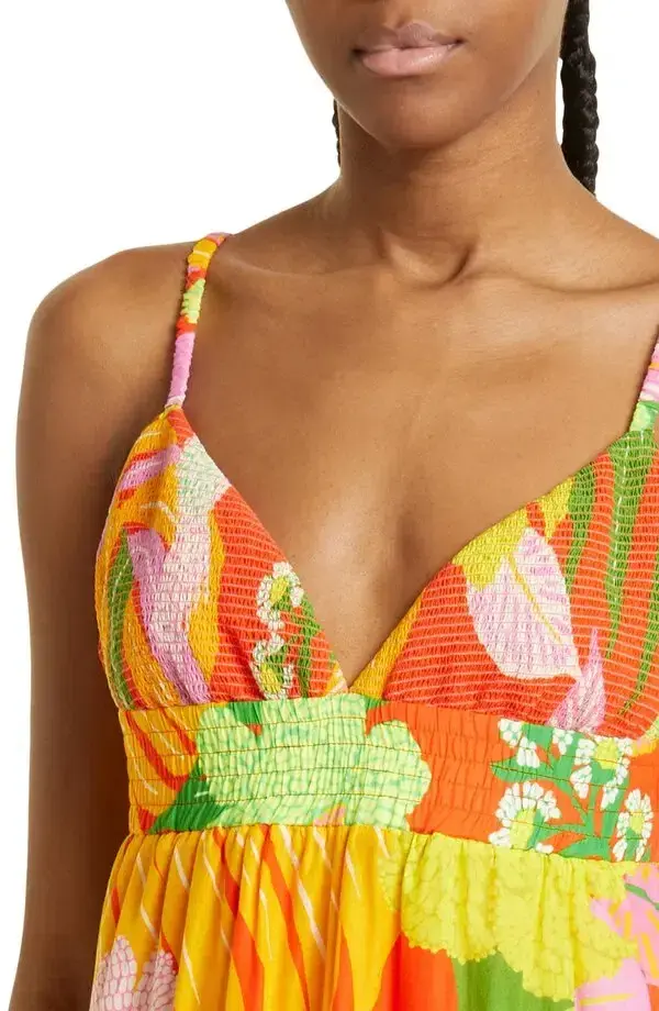 Farm Rio  Neon Floral Maxi Dress Multi Size 14 - Image 3