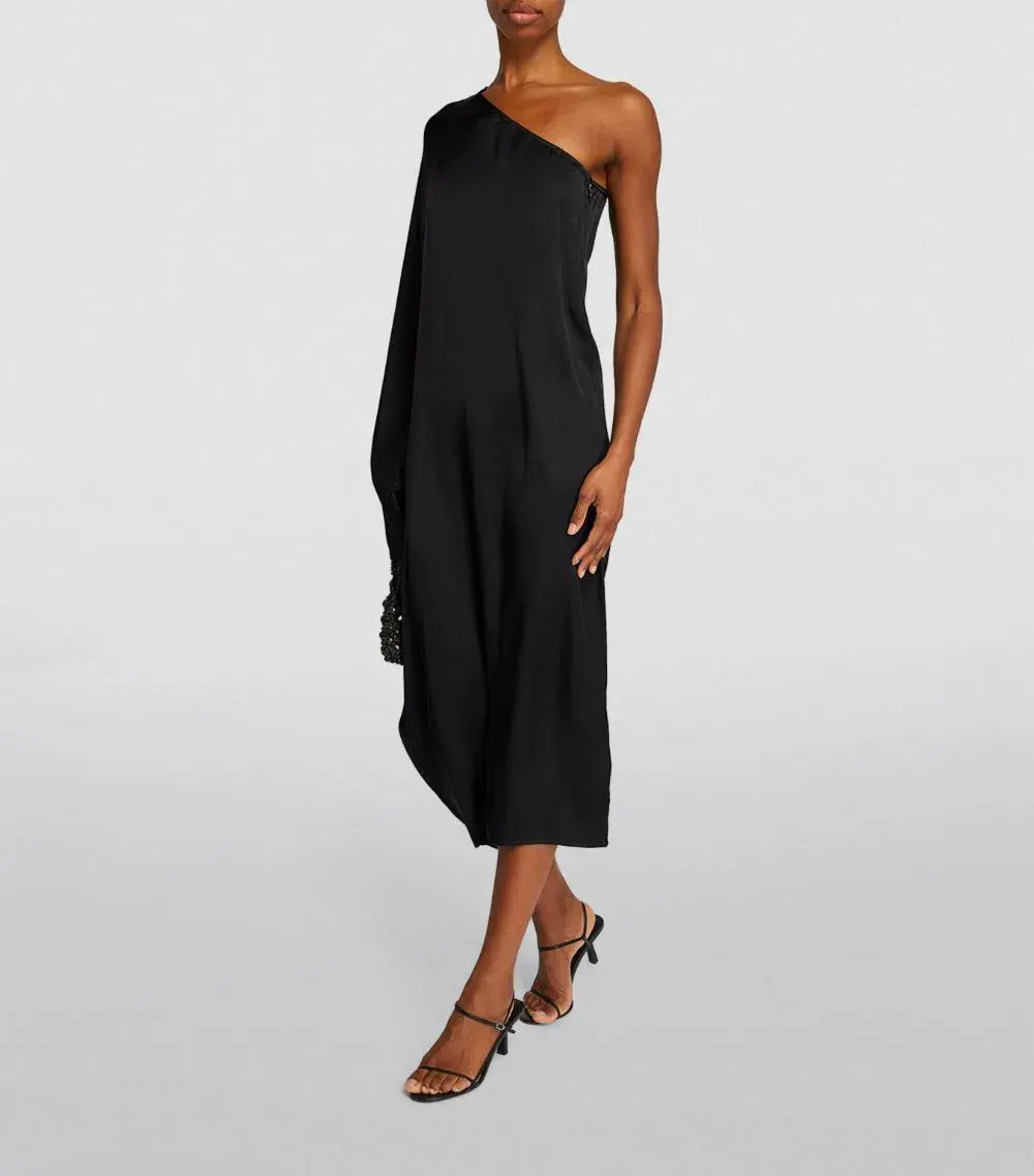 Anine Bing Black Silk Rowan Midi Dress Size 14 - Image 1