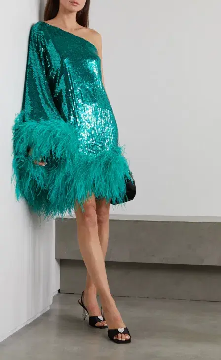 Taller Marmo Piccolo Disco Ubud Sequined Mini Dress Green Size 8 - Image 4