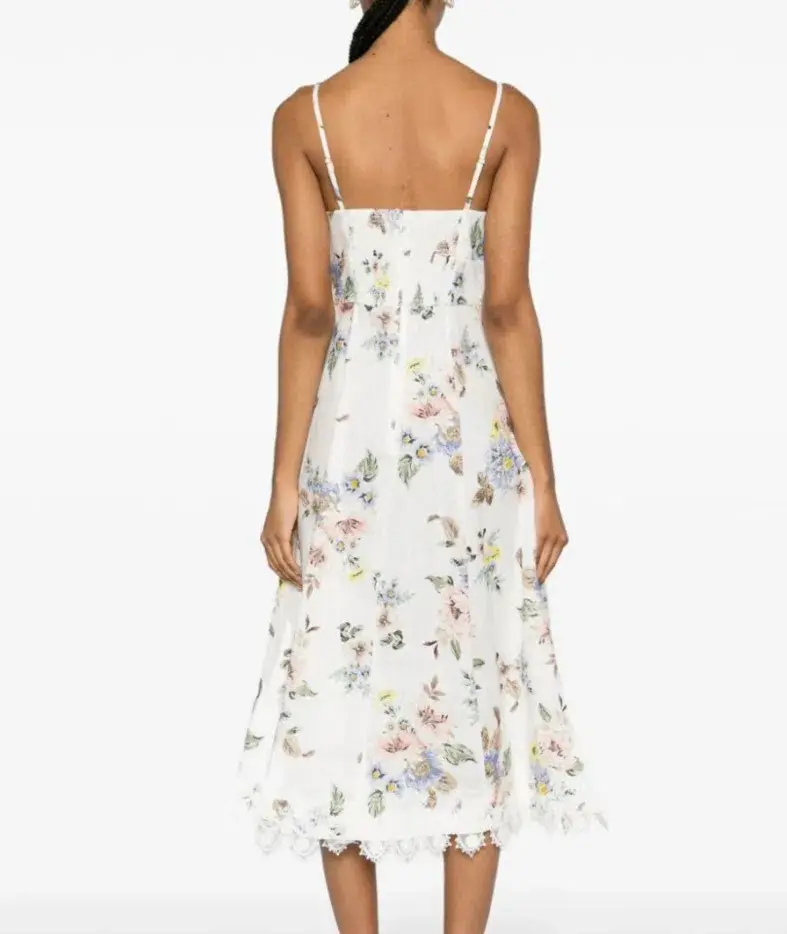 Zimmermann Appliqué Picnic Dress Blue Floral Size 1/Au 10 - Image 4