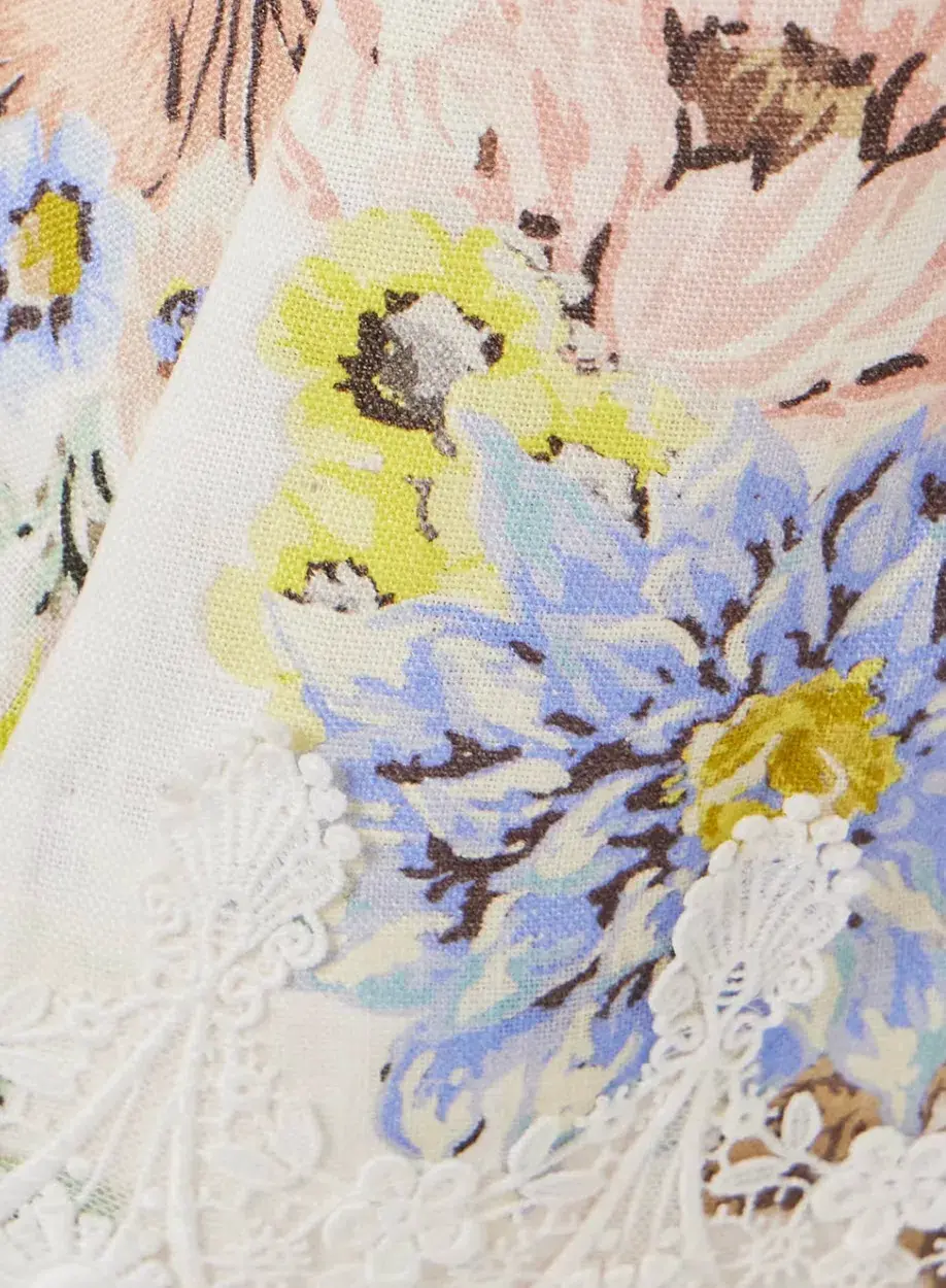 Zimmermann Appliqué Picnic Dress Blue Floral Size 1/Au 10 - Image 8