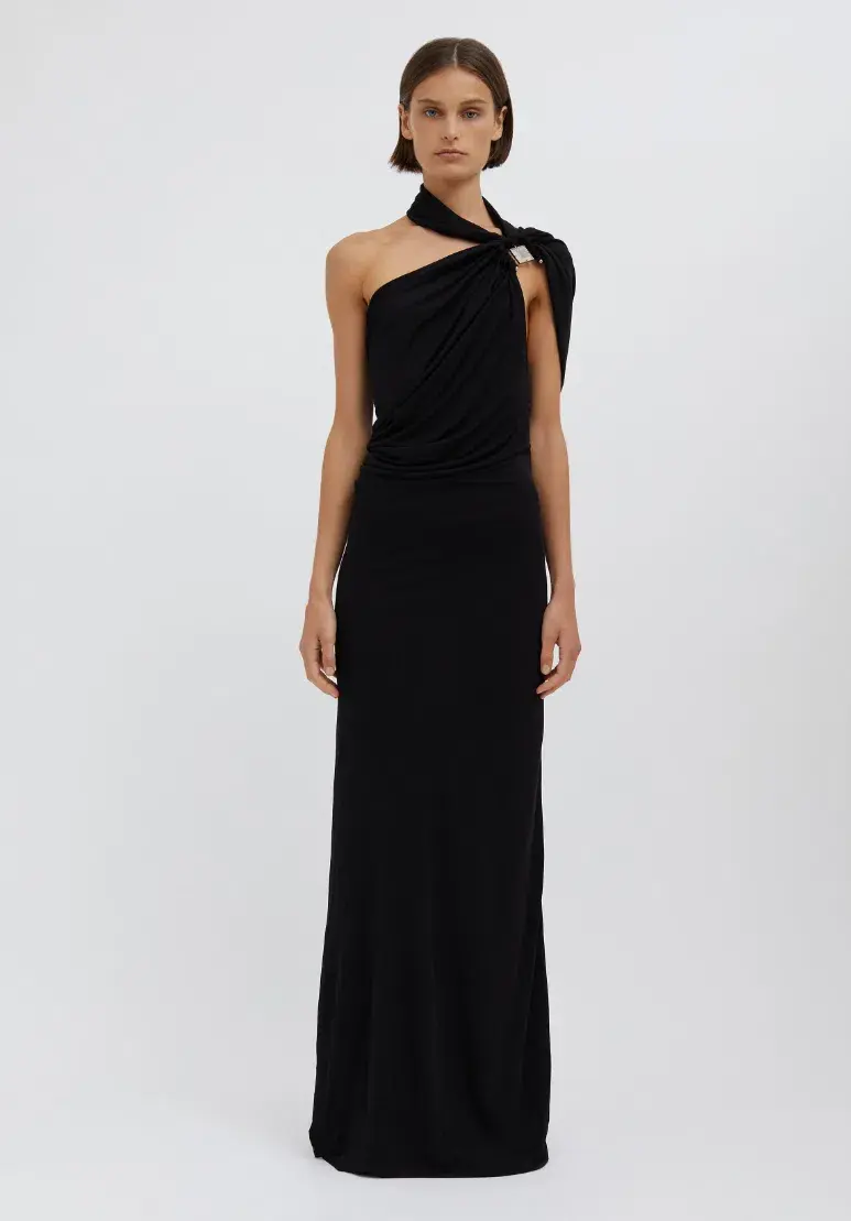 Christopher Esber Bezel Quartz Halter Dress Black Size 10 - Image 1