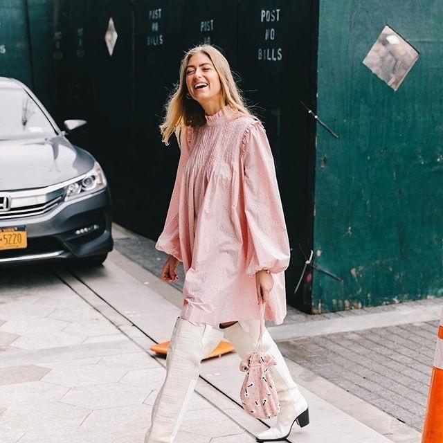 Ganni Printed Poplin Mini Dress in Silver Pink Size 10 - Image 3