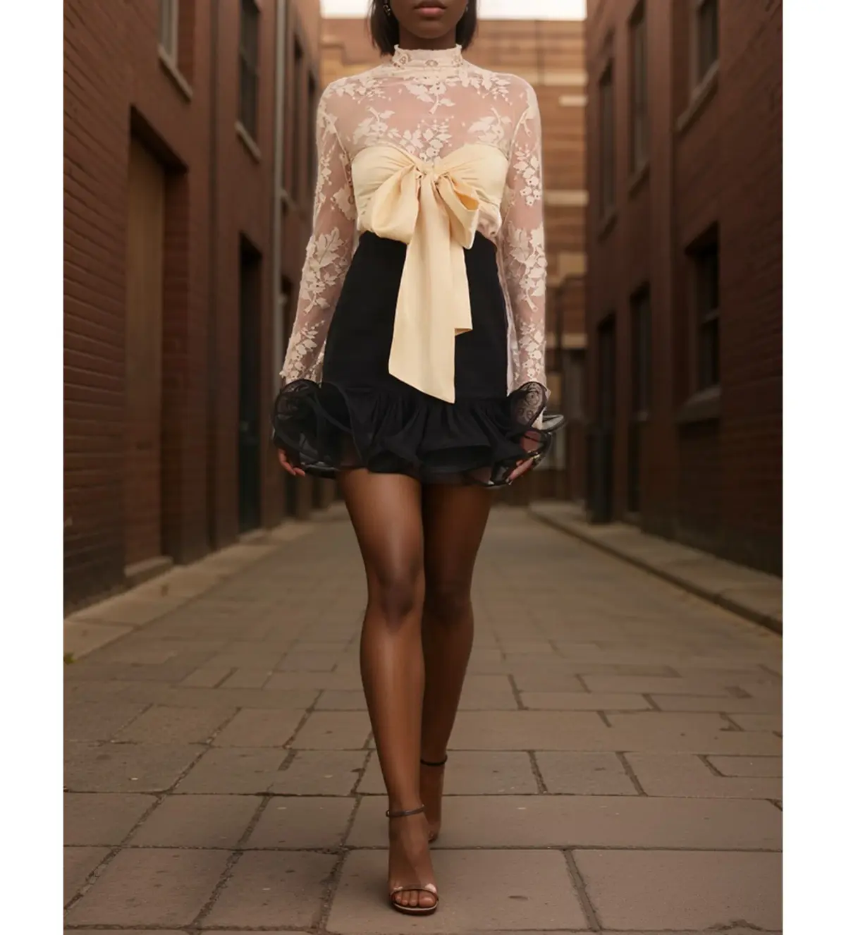 Zimmermann The Illustration Flounce Mini in Tea/Black Size 0P /Au 6  - Image 1