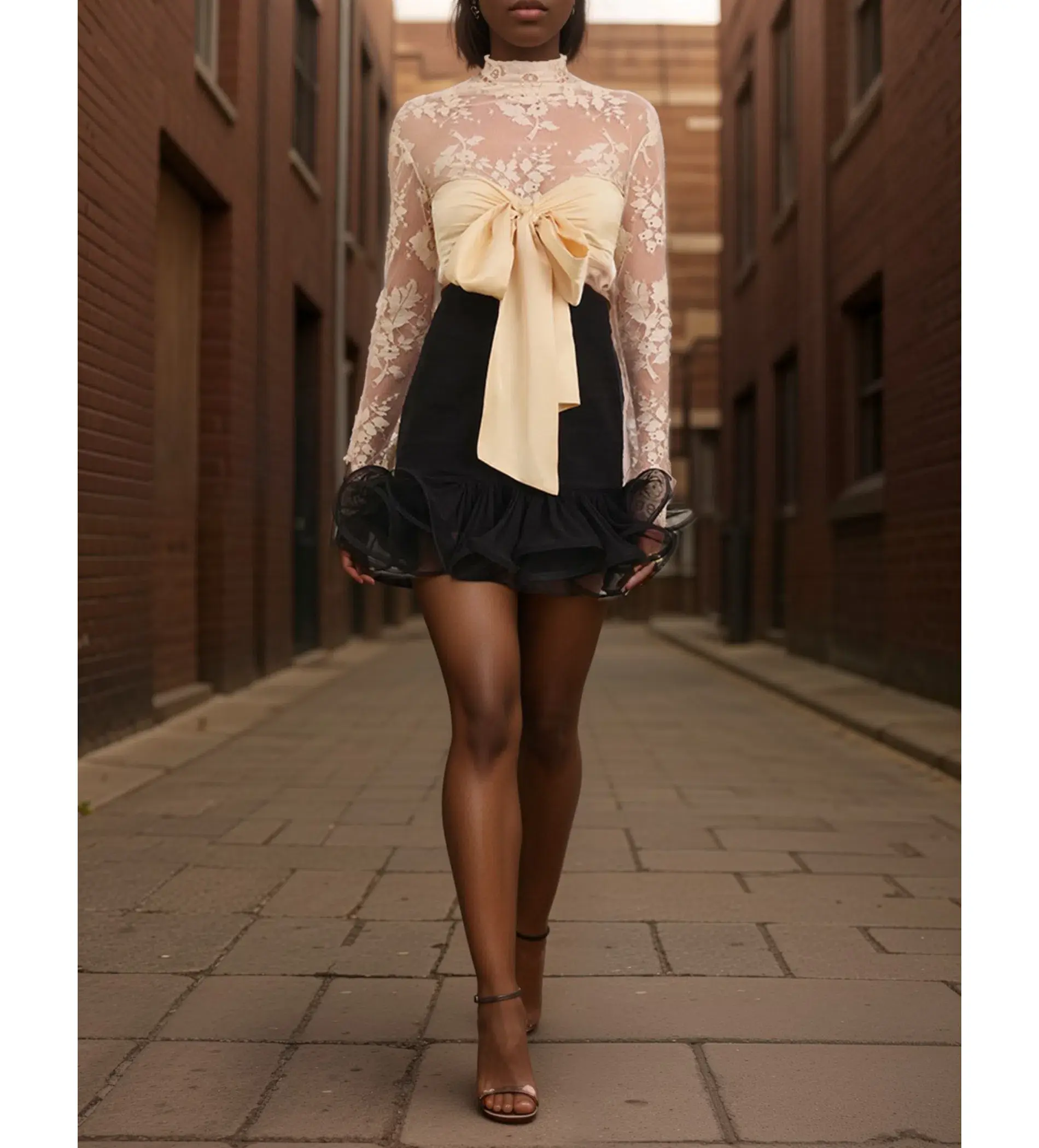 Zimmermann The Illustration Flounce Mini in Tea/Black Size 0P /Au 6  - Image 1