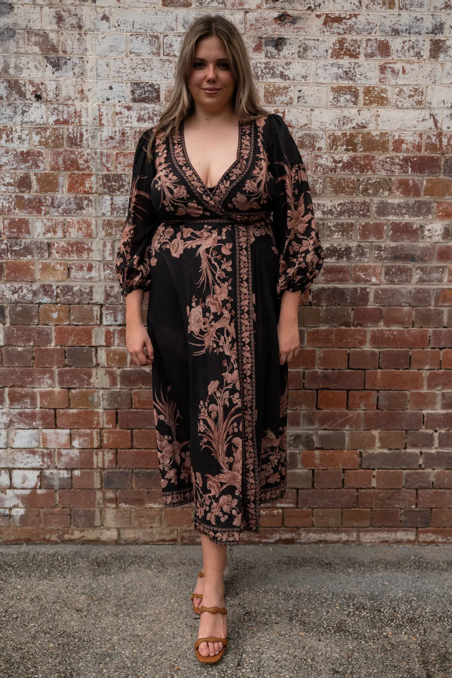 Zimmermann The Waverly Wrap Midi Dress in Black Bird Floral Size 4 /Au 16  - Image 1