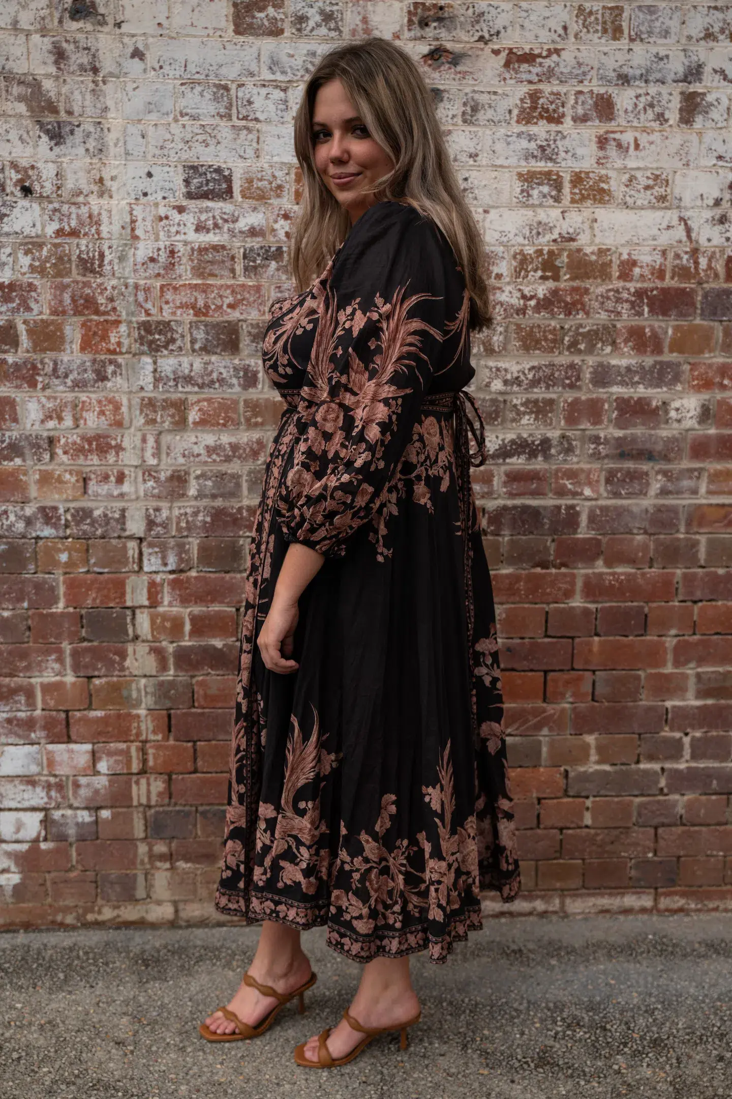 Zimmermann The Waverly Wrap Midi Dress in Black Bird Floral Size 4 /Au 16  - Image 2