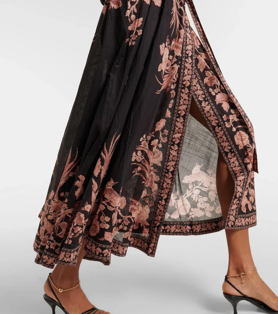 Zimmermann The Waverly Wrap Midi Dress in Black Bird Floral Size 4 /Au 16  - Image 7