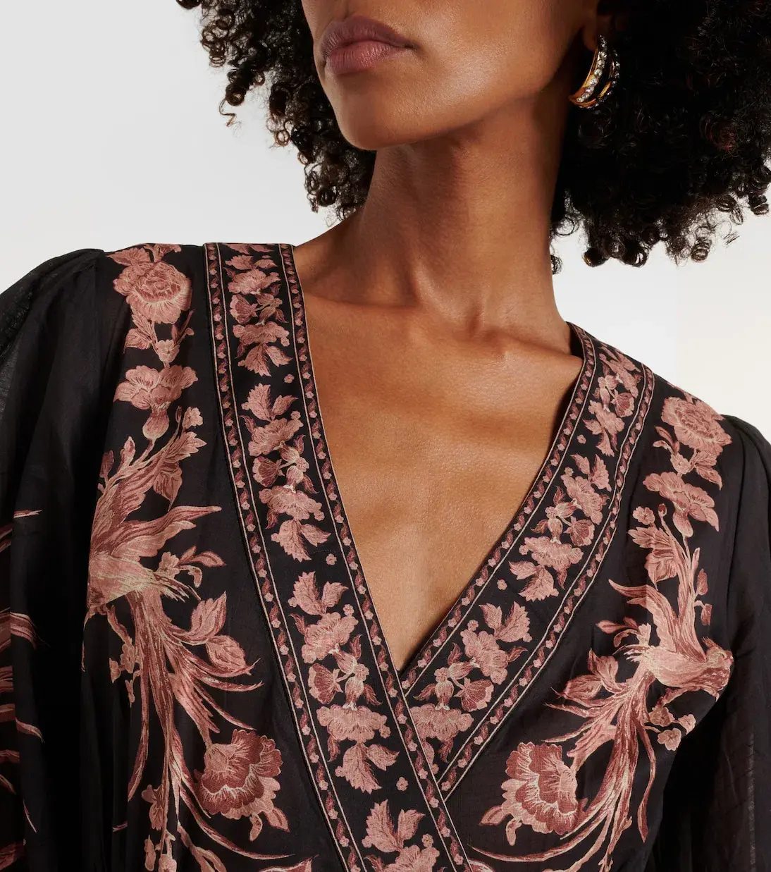 Zimmermann The Waverly Wrap Midi Dress in Black Bird Floral Size 4 /Au 16  - Image 6