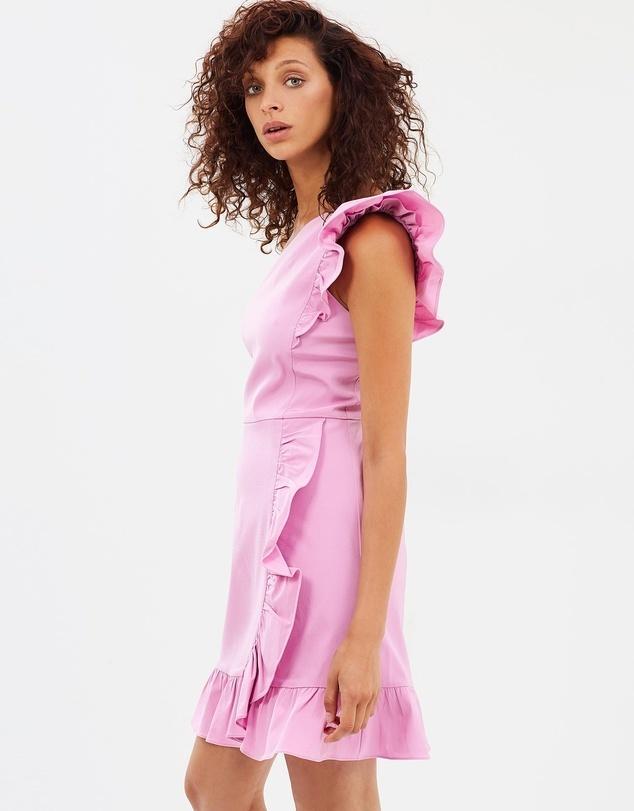 J Crew One Shoulder Ruffle Dress - Image 4