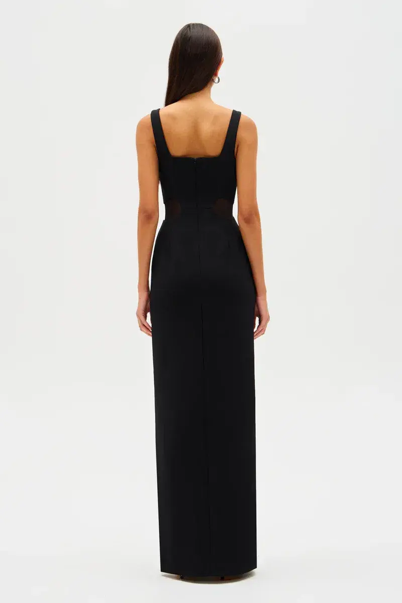 MISHA Damita Crepe & Mesh Maxi Dress Black Size 12 - Image 7