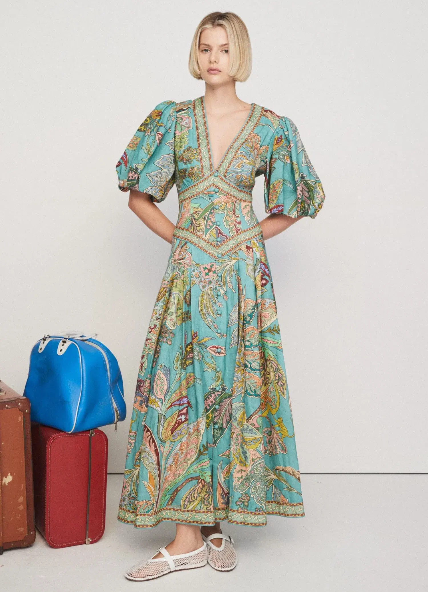 Alemais Franca Midi Dress Print Size 8 - Image 1