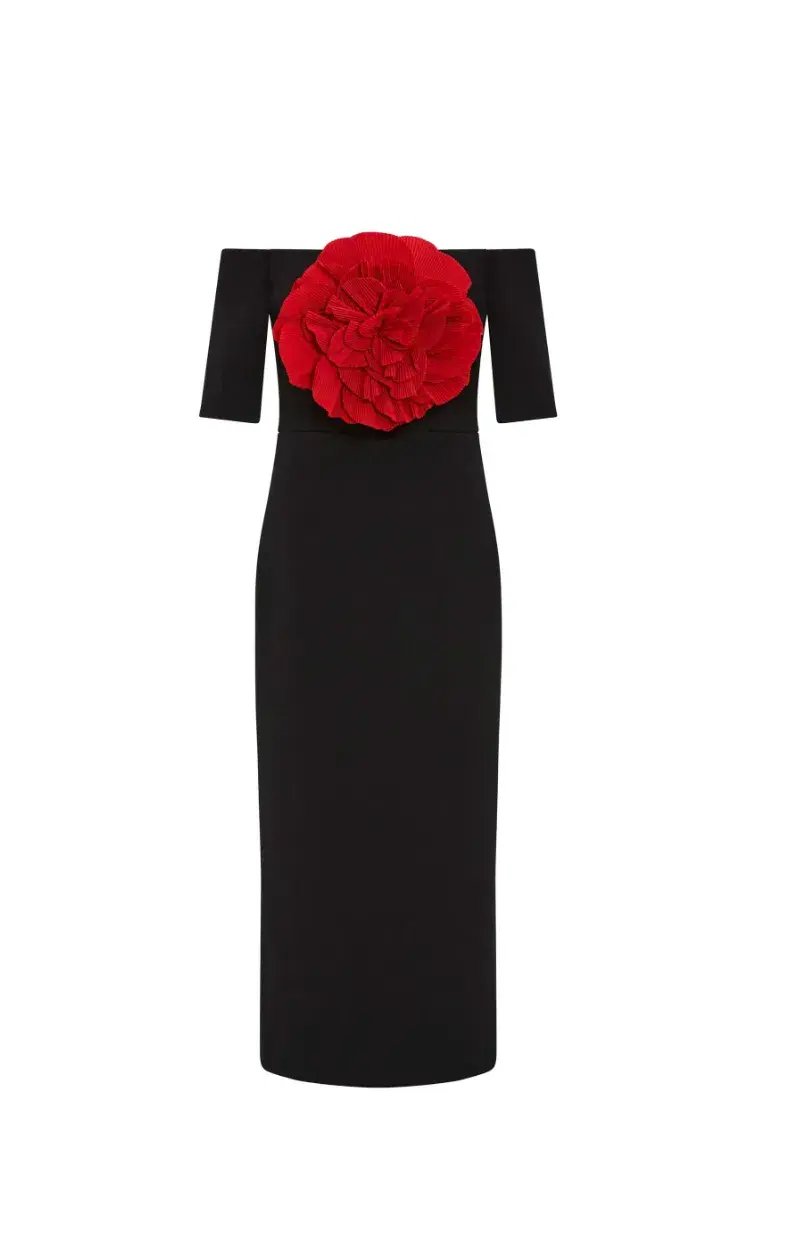 Rebecca Vallance Rhosen Off The Shoulder Midi Dress Black Size 10 - Image 6