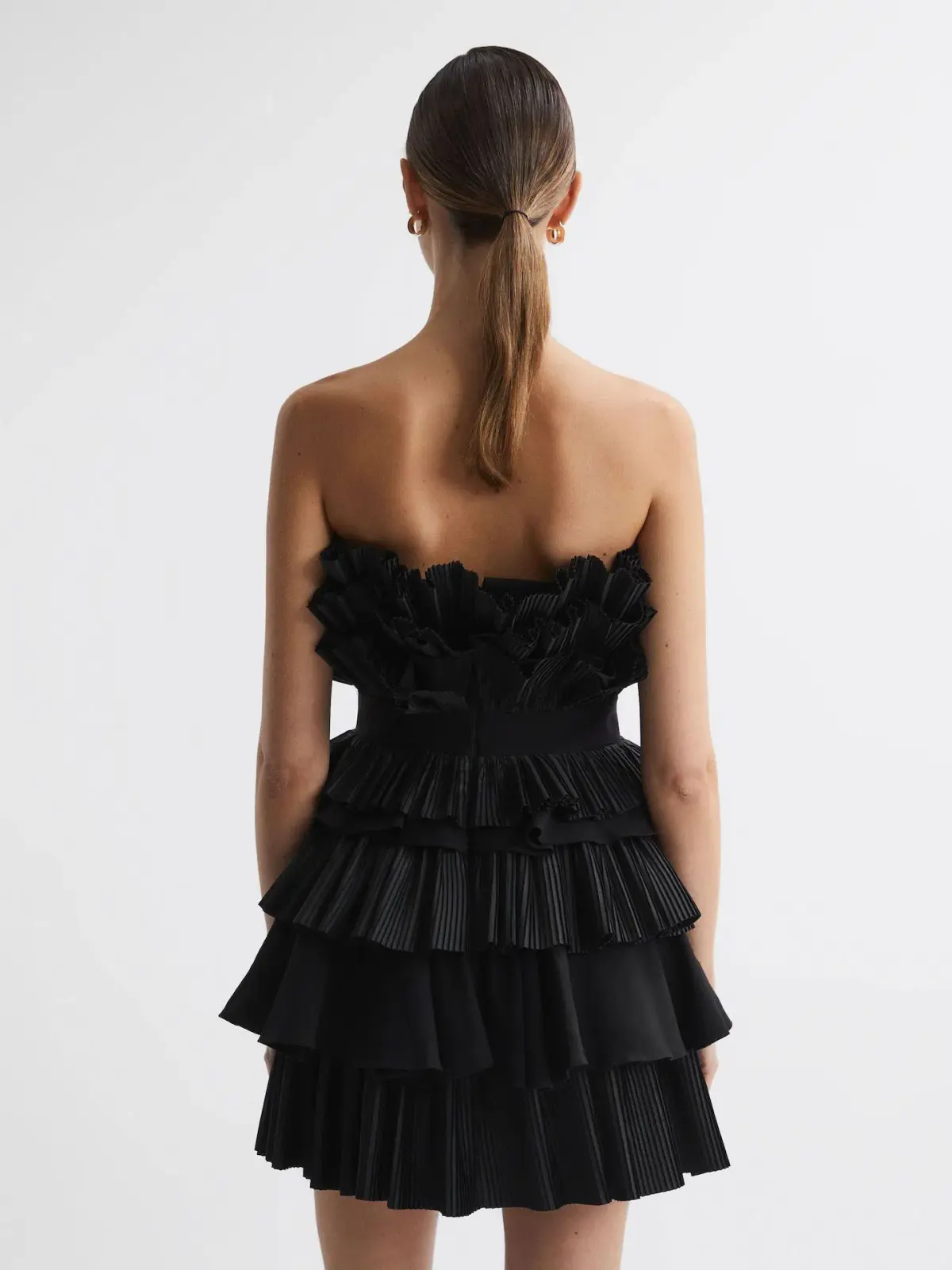 Acler Elsher Strapless Tiered Mini Dress Black Size 10 - Image 3