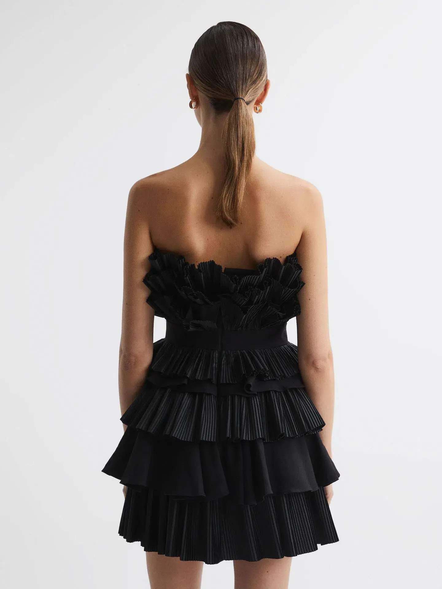 Acler Elsher Strapless Tiered Mini Dress Black Size 10 - Image 3
