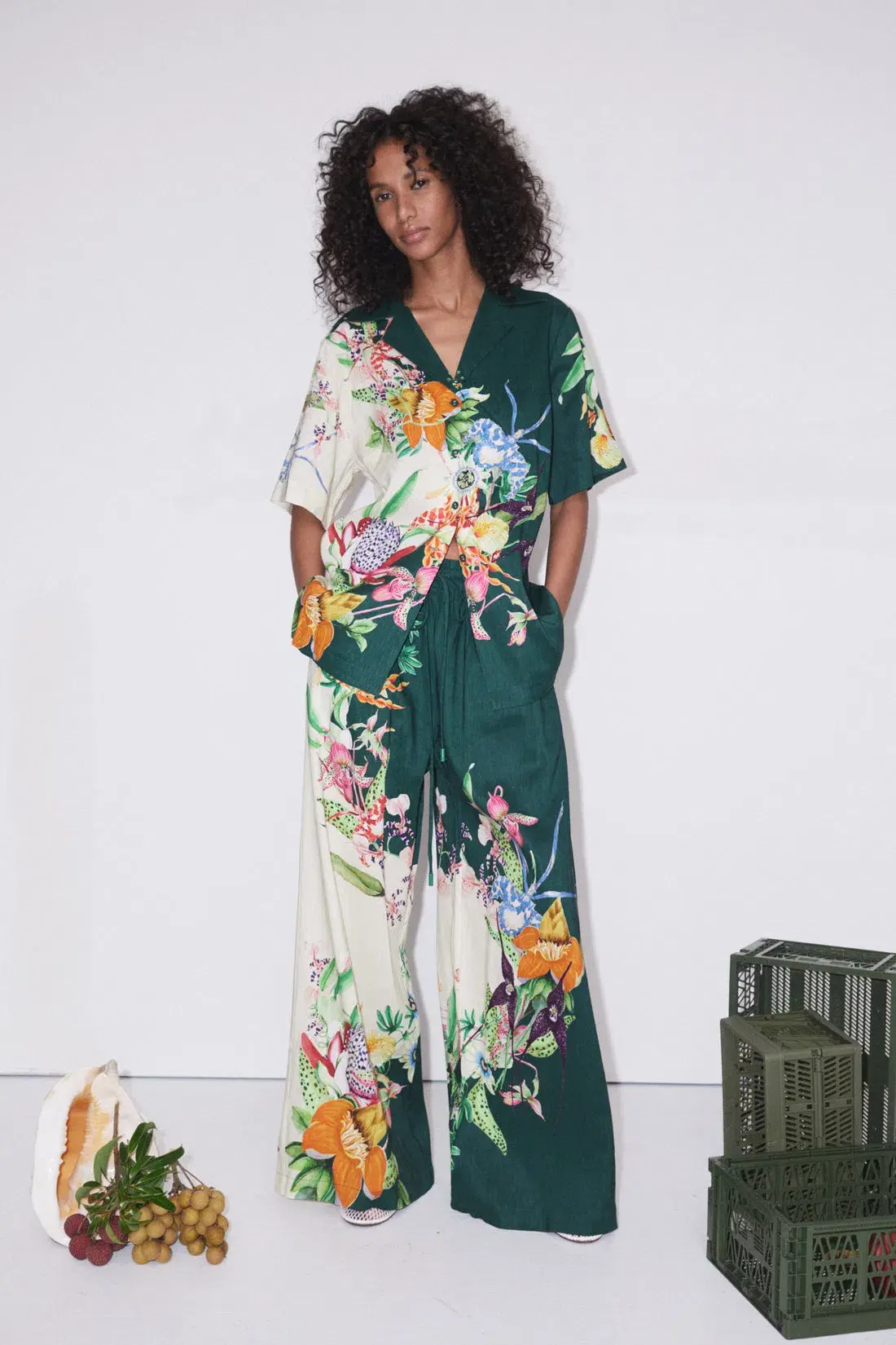 Alemais Aggie Shirt and Pant Set Floral Size 8 - Image 1