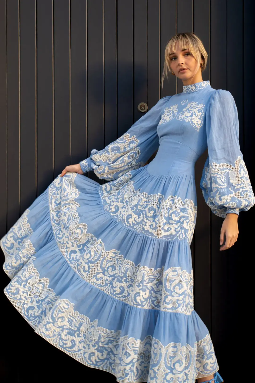 Alemais Arion Midi Dress Blue Size 8 for rent on The Volte - main image