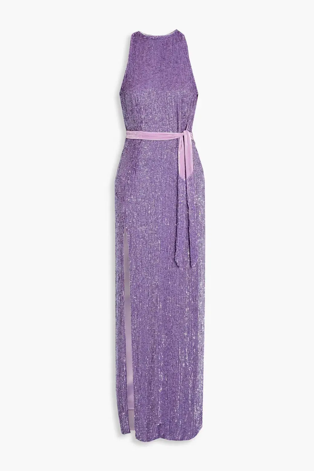 Retrofete Tzilly Belted Sequin Chiffon Maxi Dress in Violet Size 8 - Image 4