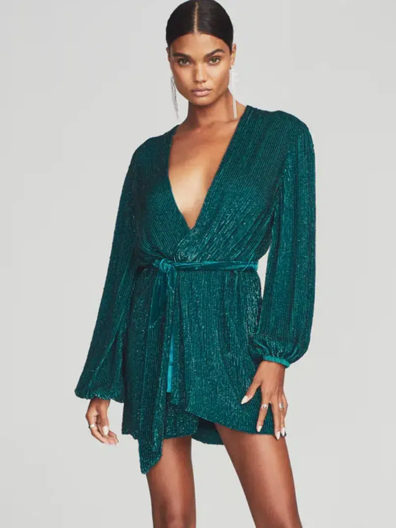 Retrofete Gabrielle Robe Mini Dress Green Size 10 - Image 3
