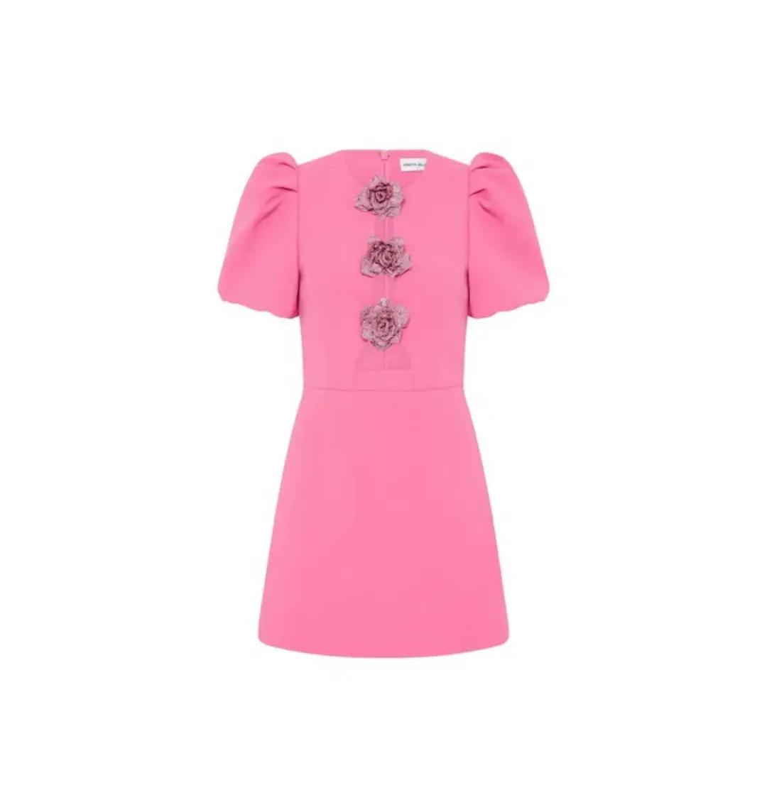 Rebecca Vallance Aubree Flower Mini Dress in Rose Size AU 8 for rent on The Volte - main image