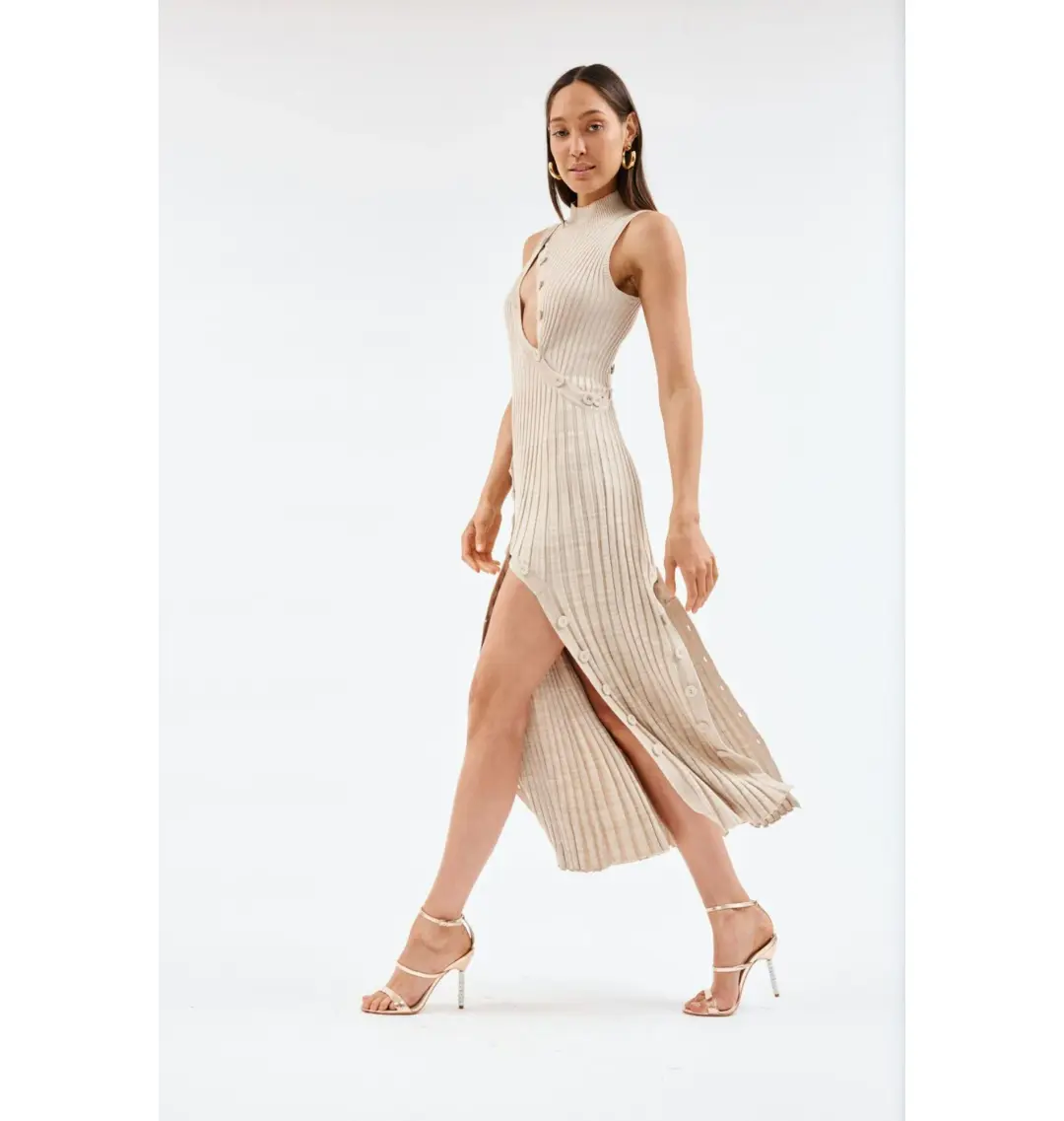 Christopher Esber Deconstruct Marle Spiral Knit Dress Tan Size XS / AU 6 for rent on The Volte - main image