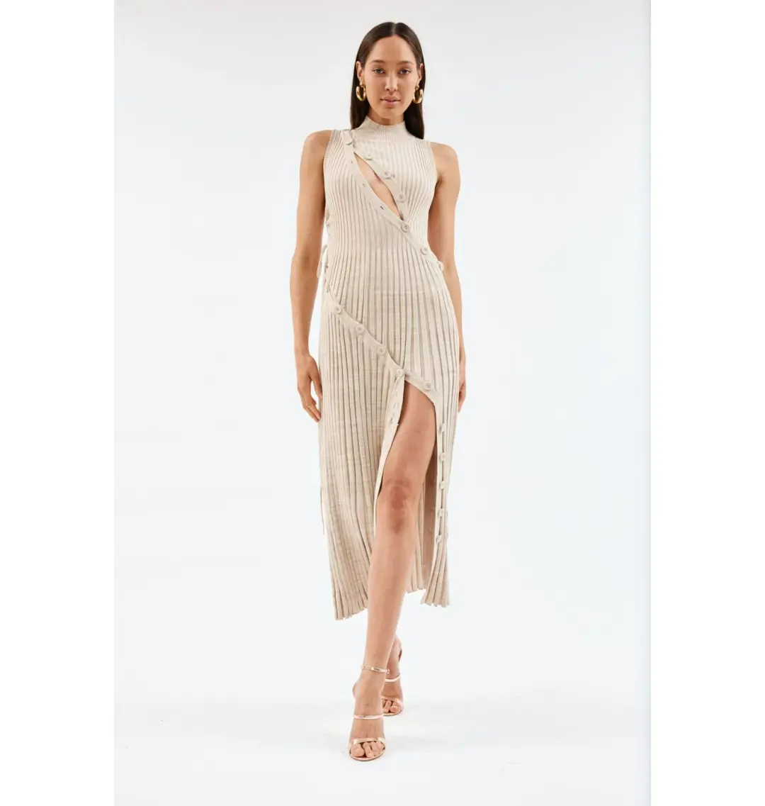 Christopher Esber Deconstruct Marle Spiral Knit Dress Tan Size XS / AU 6 for rent on The Volte - main image
