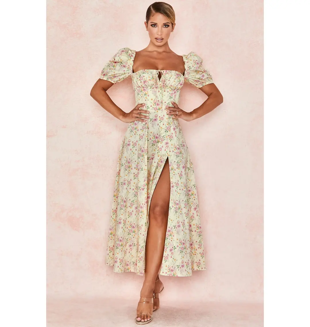 House of CB Tallulah Dress Lemon Floral Size S / AU 8 for rent on The Volte - main image