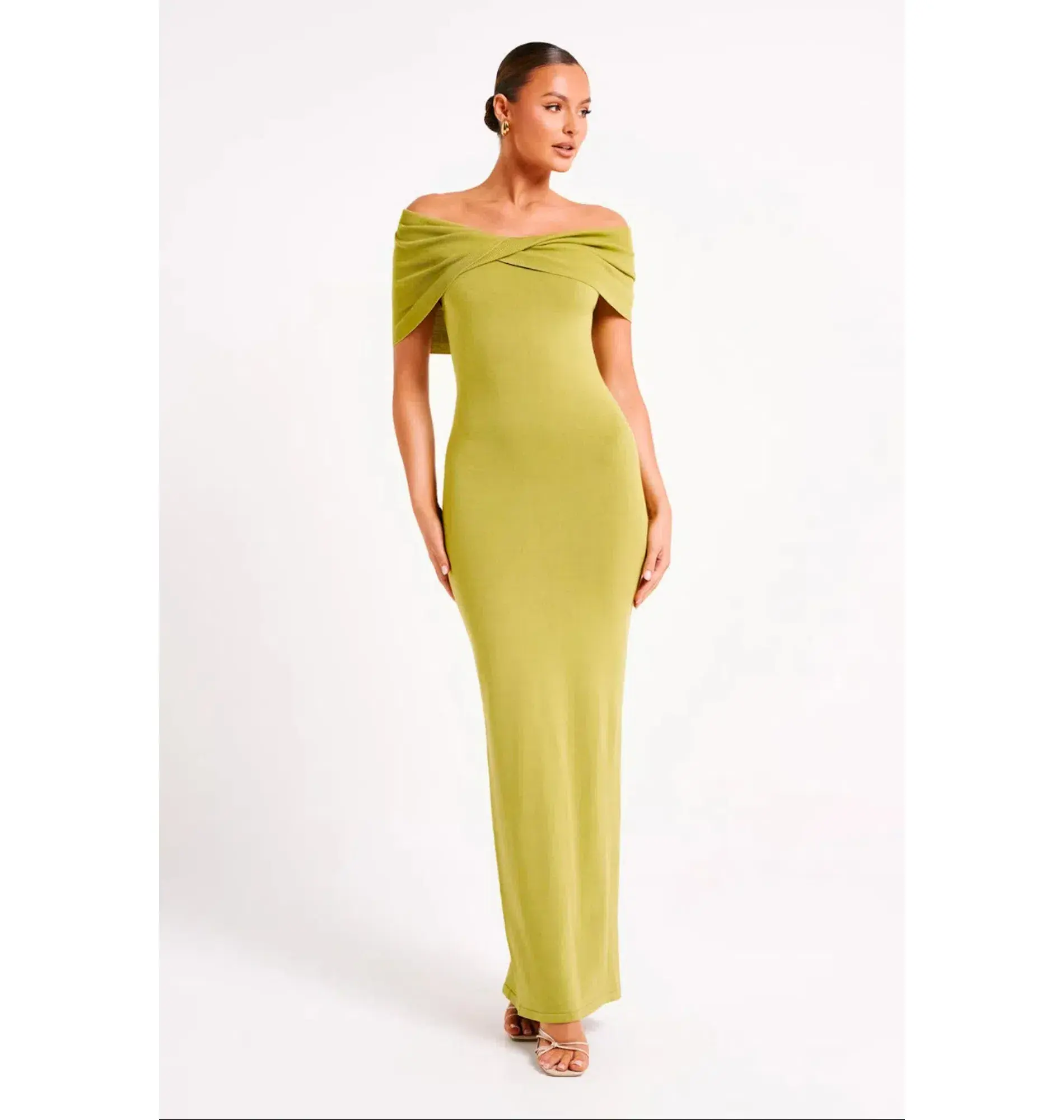 Meshki Terese Off Shoulder Knit Maxi Dress in Parakeet Green Size S / AU 8 - Image 1