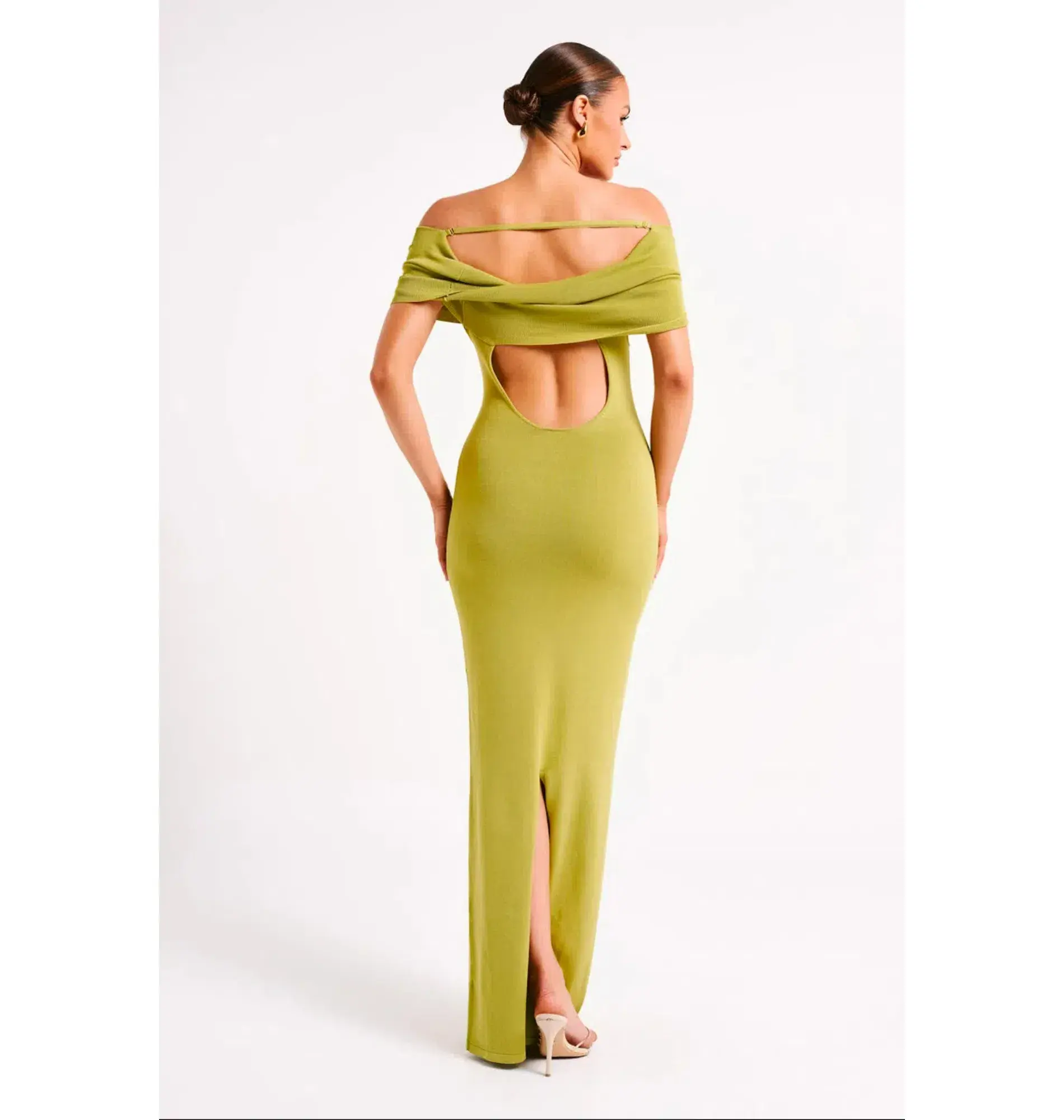 Meshki Terese Off Shoulder Knit Maxi Dress in Parakeet Green Size S / AU 8 - Image 2