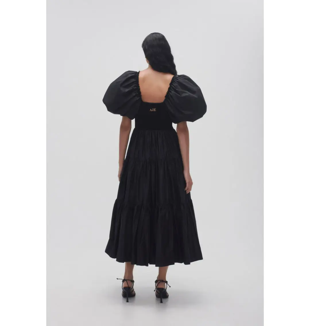 Aje Casa Puff Sleeve Dress in Black Size AU 12 for rent on The Volte - main image