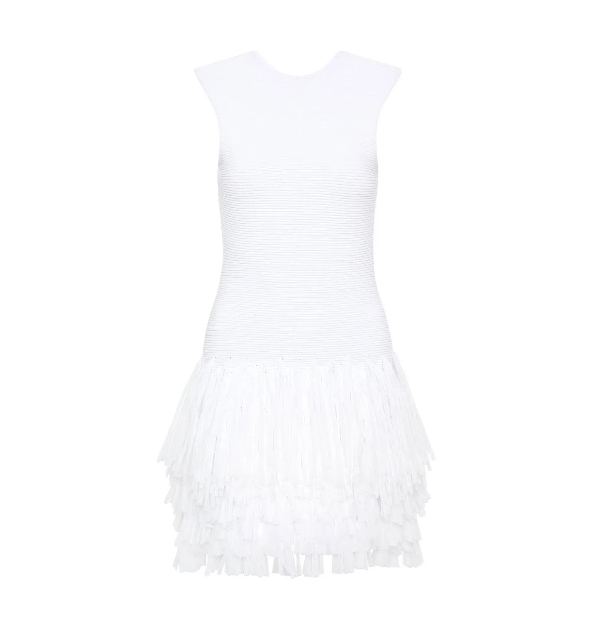 Aje Rushes Fringe Knit Mini Dress White Size AU 14 - Image 4