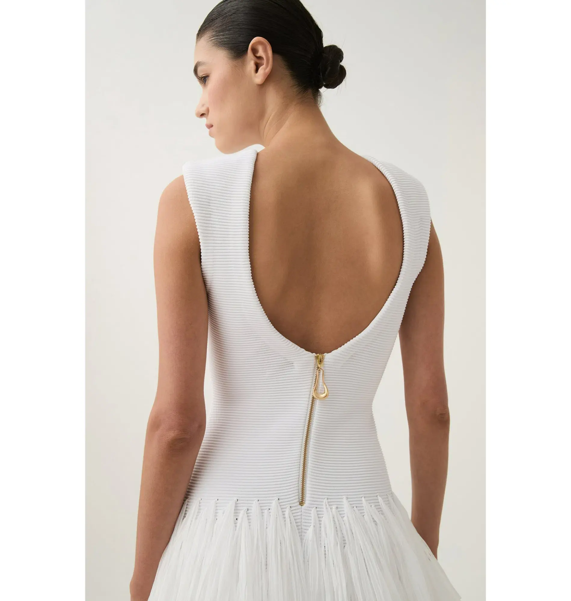 Aje Rushes Fringe Knit Mini Dress White Size AU 14 - Image 2