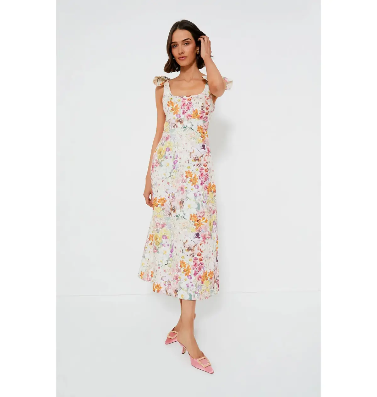 Zimmermann Harmony Tie Shoulder Midi Dress in Kaleidoscope Garden Size 2 / AU 12 - Image 1