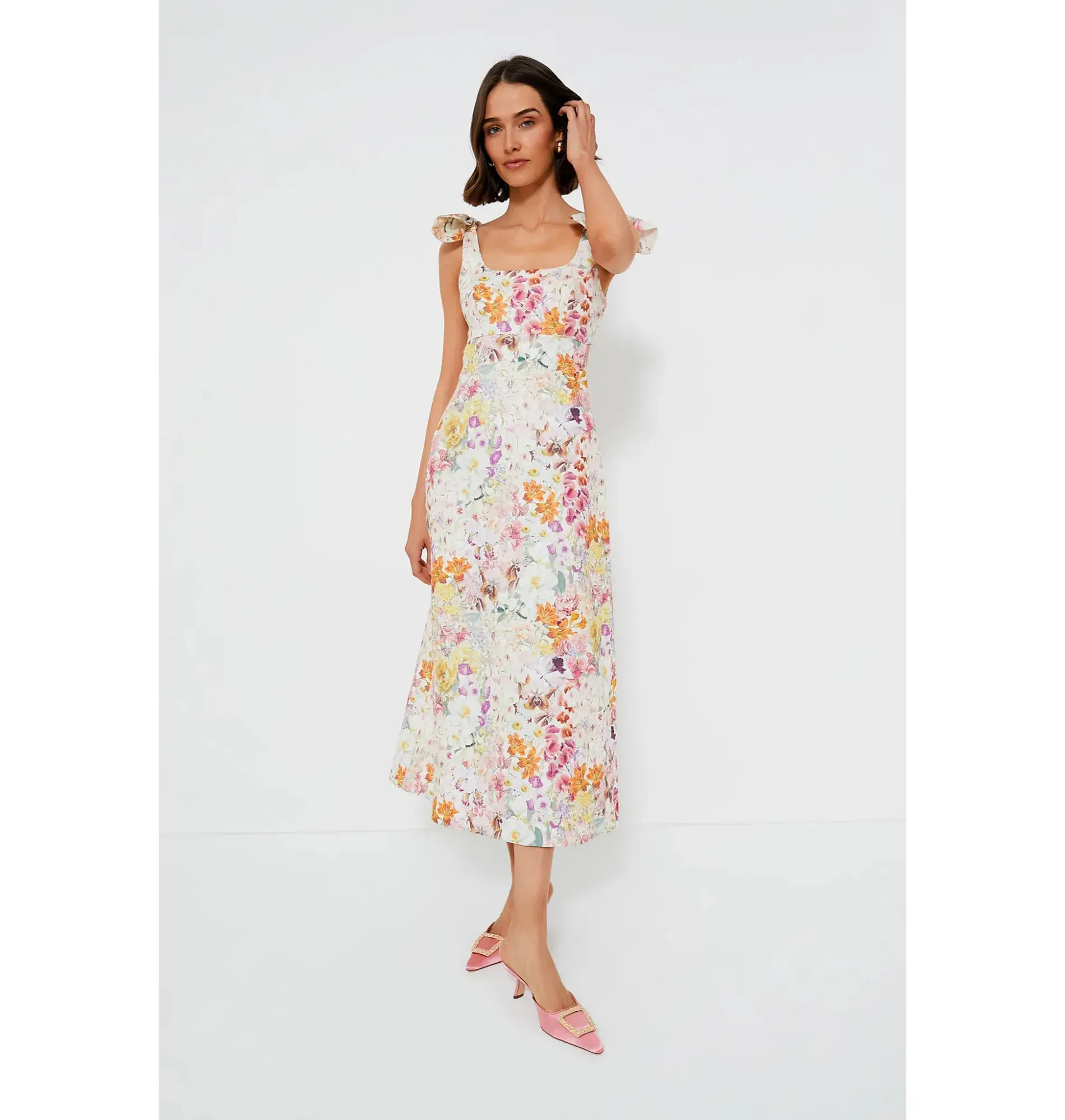 Zimmermann Harmony Tie Shoulder Midi Dress in Kaleidoscope Garden Size 2 / AU 12 - Image 1