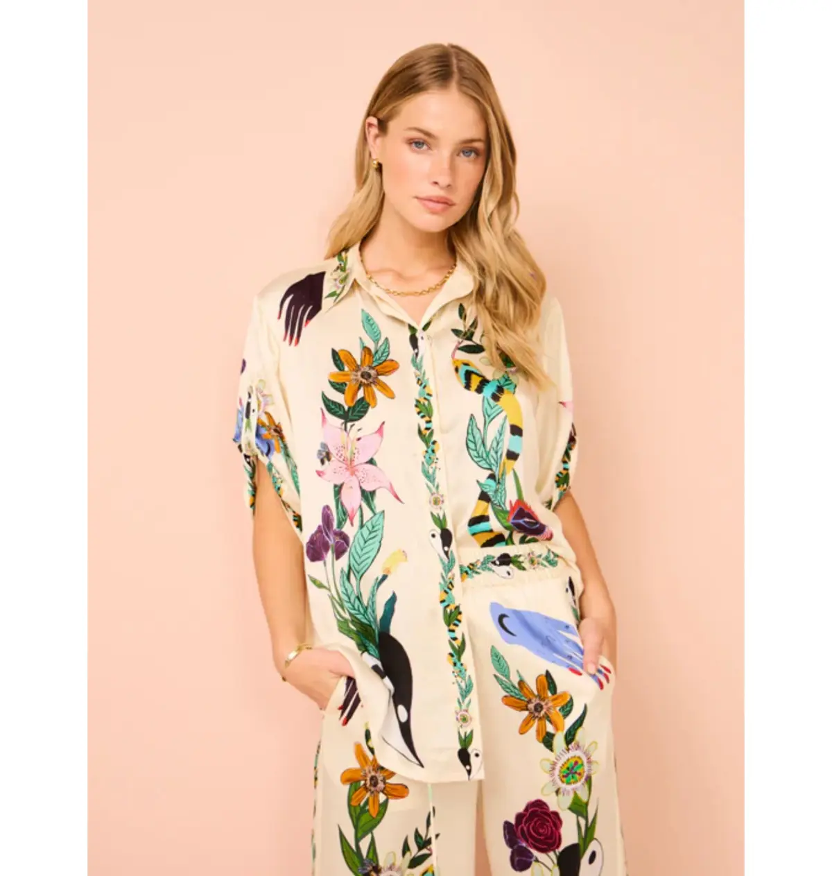 Alemais Meagan Silk Shirt Size AU 14 and Pants Size AU 16 Set Print - Image 3