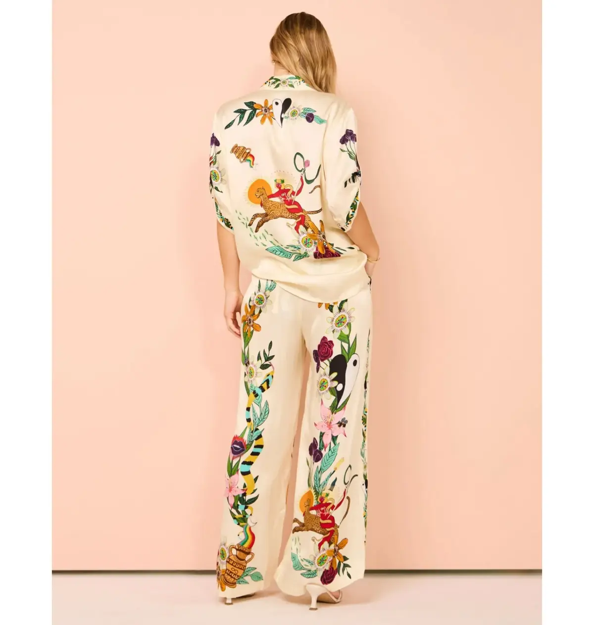 Alemais Meagan Silk Shirt Size AU 14 and Pants Size AU 16 Set Print - Image 2
