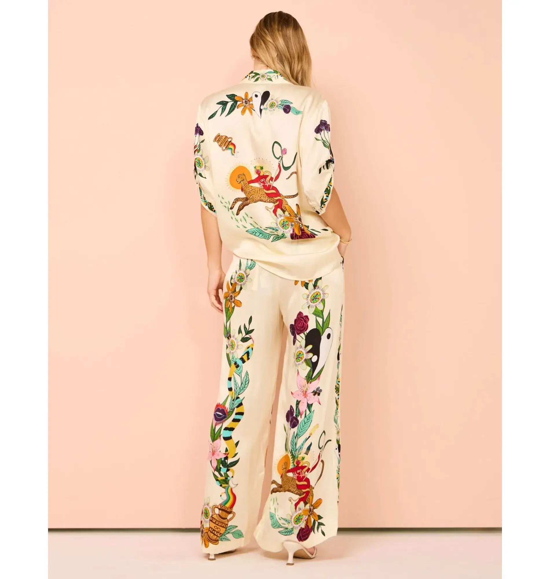 Alemais Meagan Silk Shirt Size AU 14 and Pants Size AU 16 Set Print - Image 2