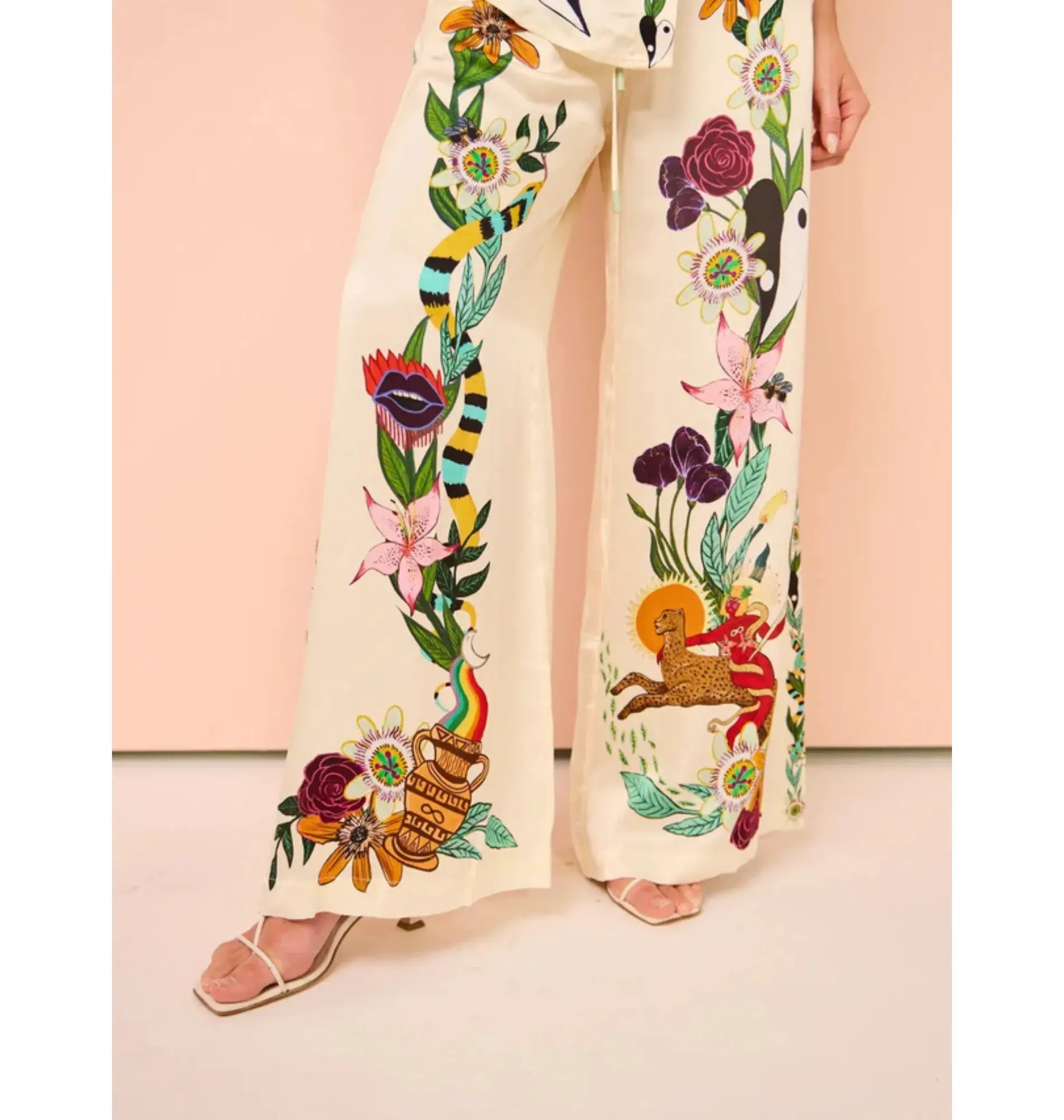 Alemais Meagan Silk Shirt Size AU 14 and Pants Size AU 16 Set Print - Image 4